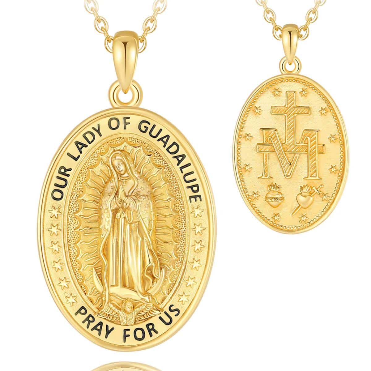 18K Gold Plated Silver Our Lady of Guadalupe Necklace - Image 4
