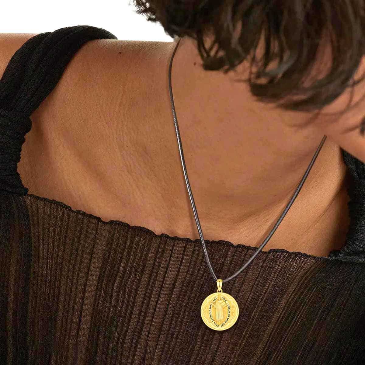 18K Gold Plated Silver St. Benedict Medal - Image 5