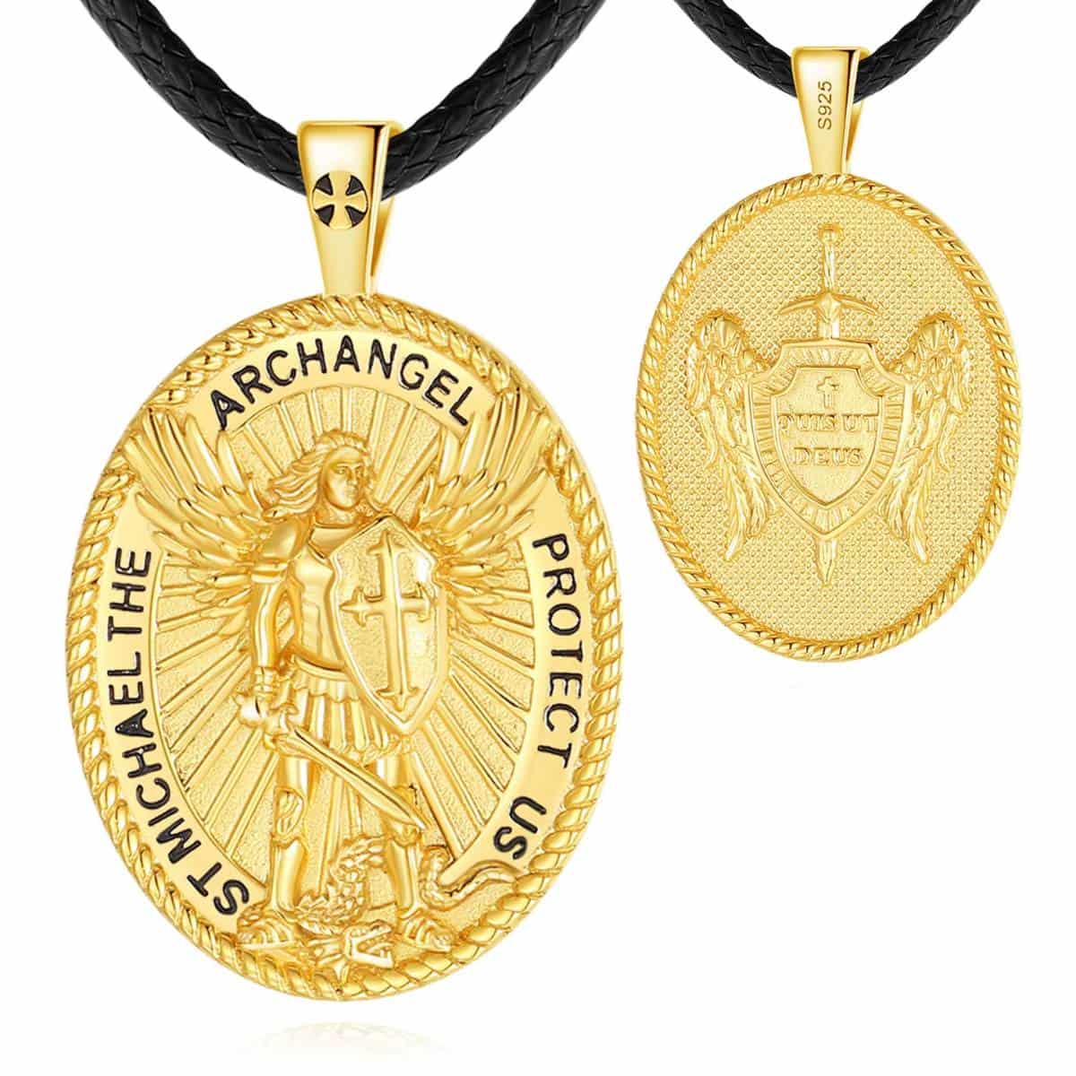 18K Gold Plated Silver St Michael Archangel Pendant - Image 2