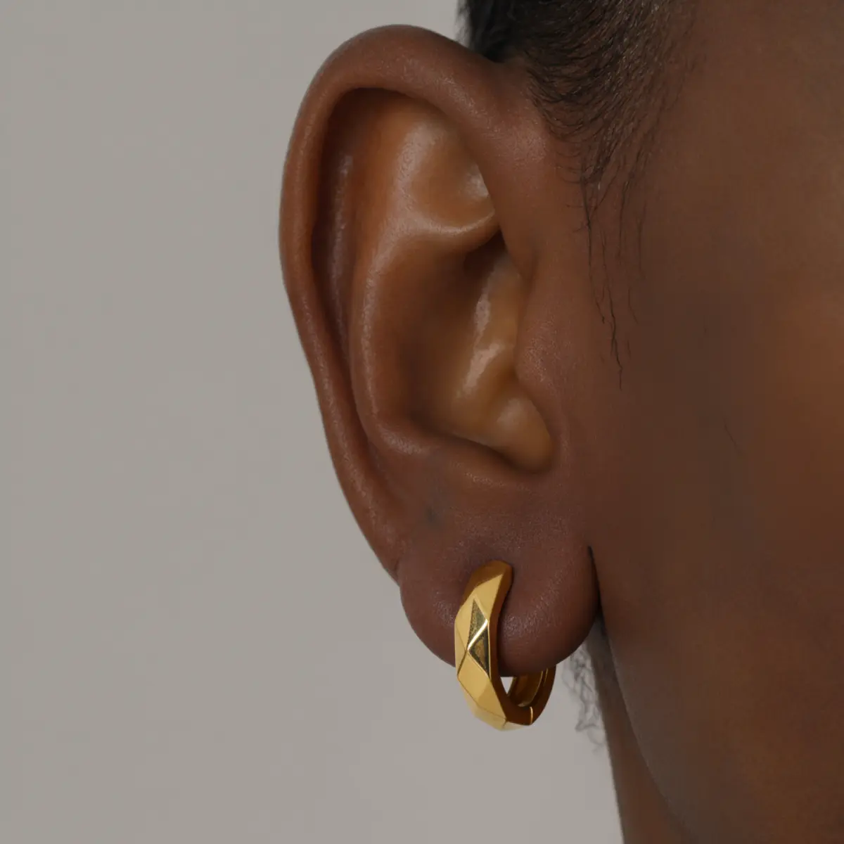 4mm Irregular Chunky Hoop Earrings Sterling Silver - Image 4