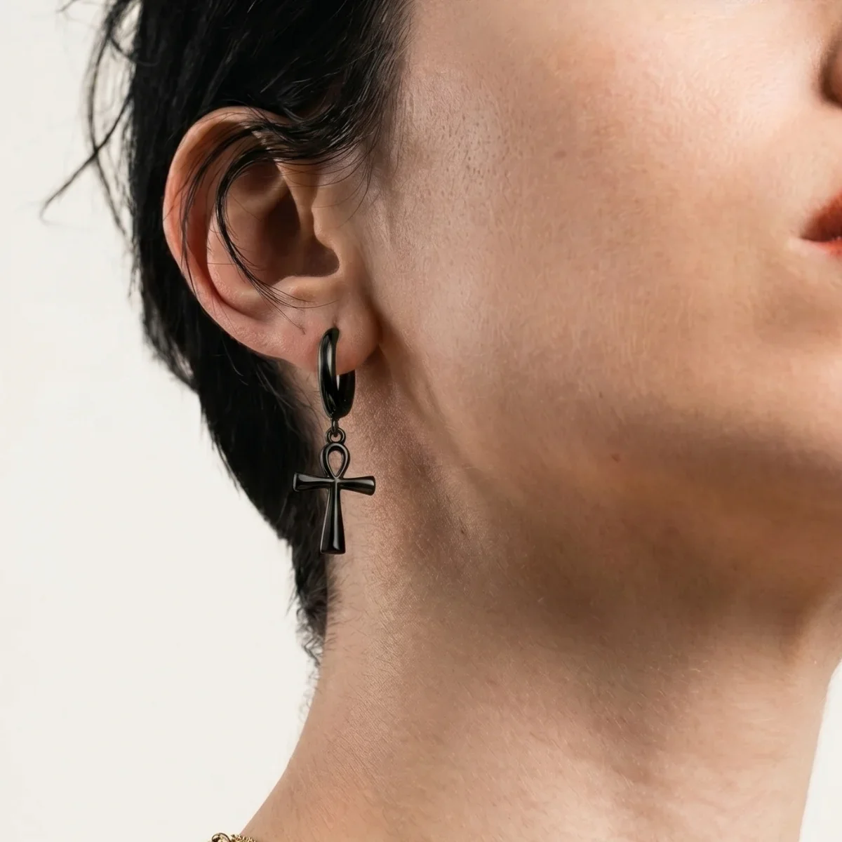 Ankh Dangle Hoop Earrings - Image 3