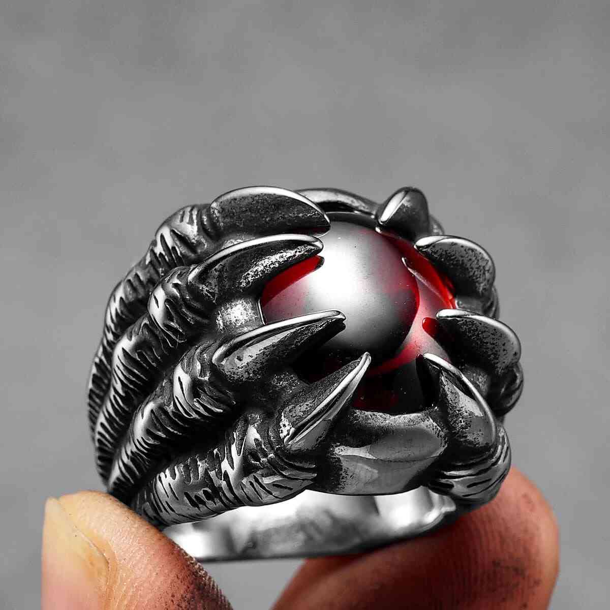 Black Gem Dragon Claw Ring - Image 3