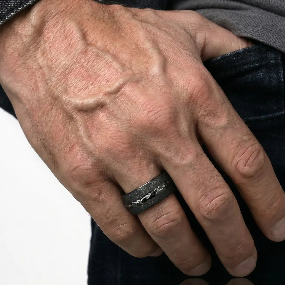 Black Meteorite Tungsten Ring - Image 2