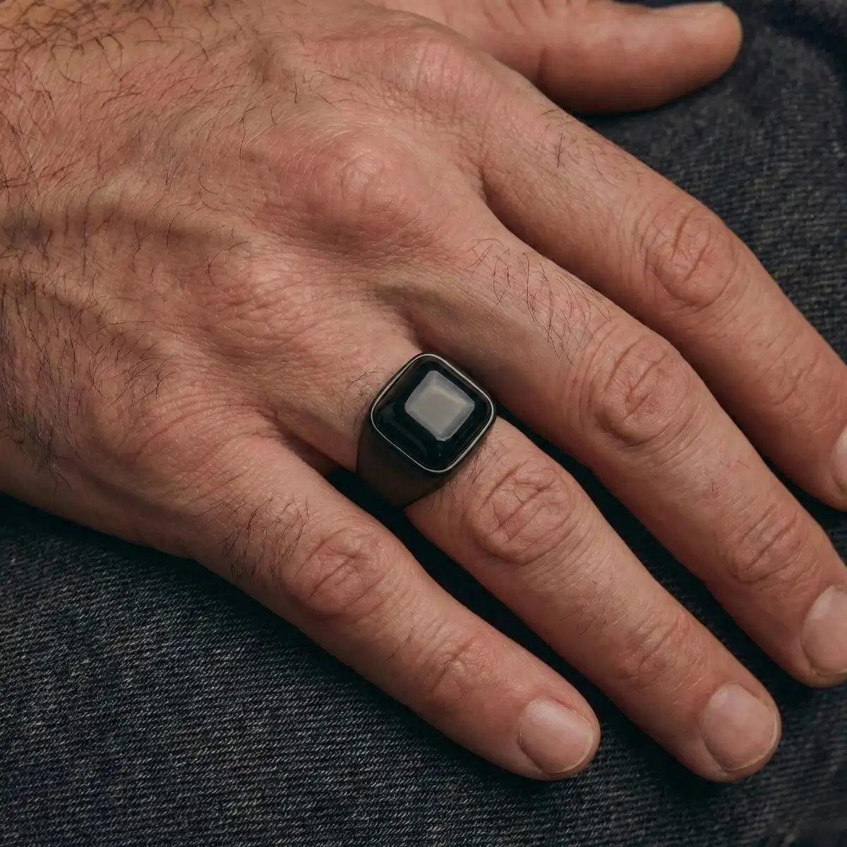 Black Onyx Square Signet Ring - Image 2