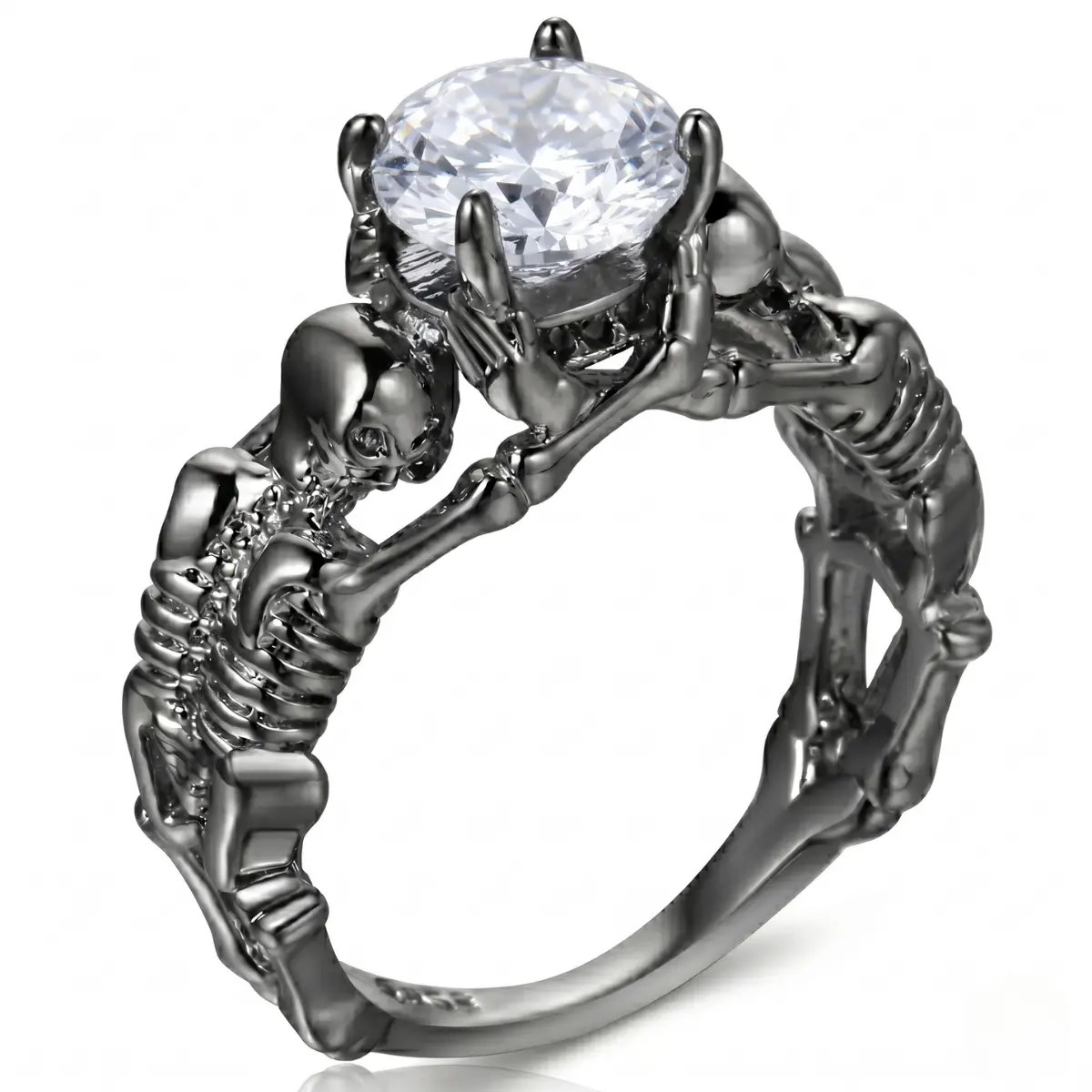 Black Skeleton Skull Engagement Ring - Image 10