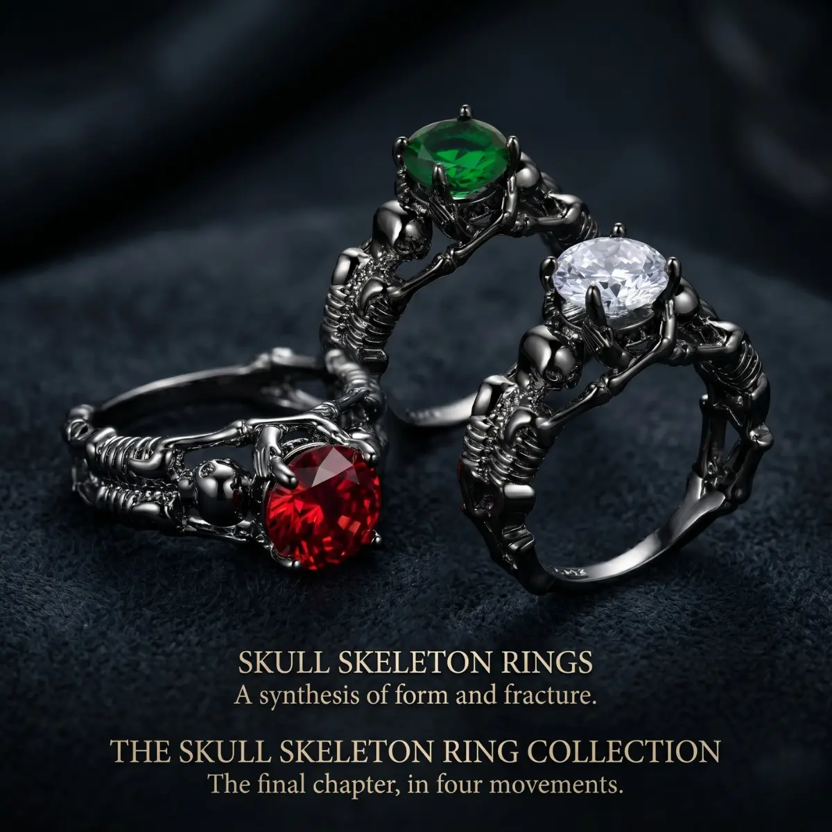 Black Skeleton Skull Engagement Ring - Image 5
