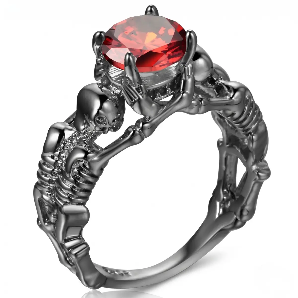 Black Skeleton Skull Engagement Ring - Image 8