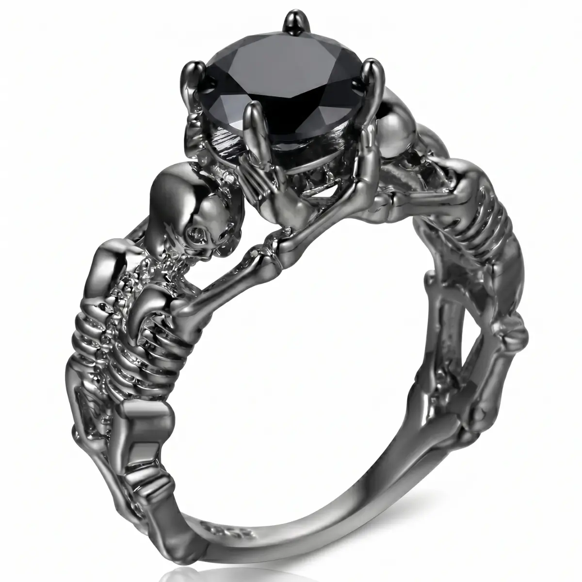 Black Skeleton Skull Engagement Ring - Image 9