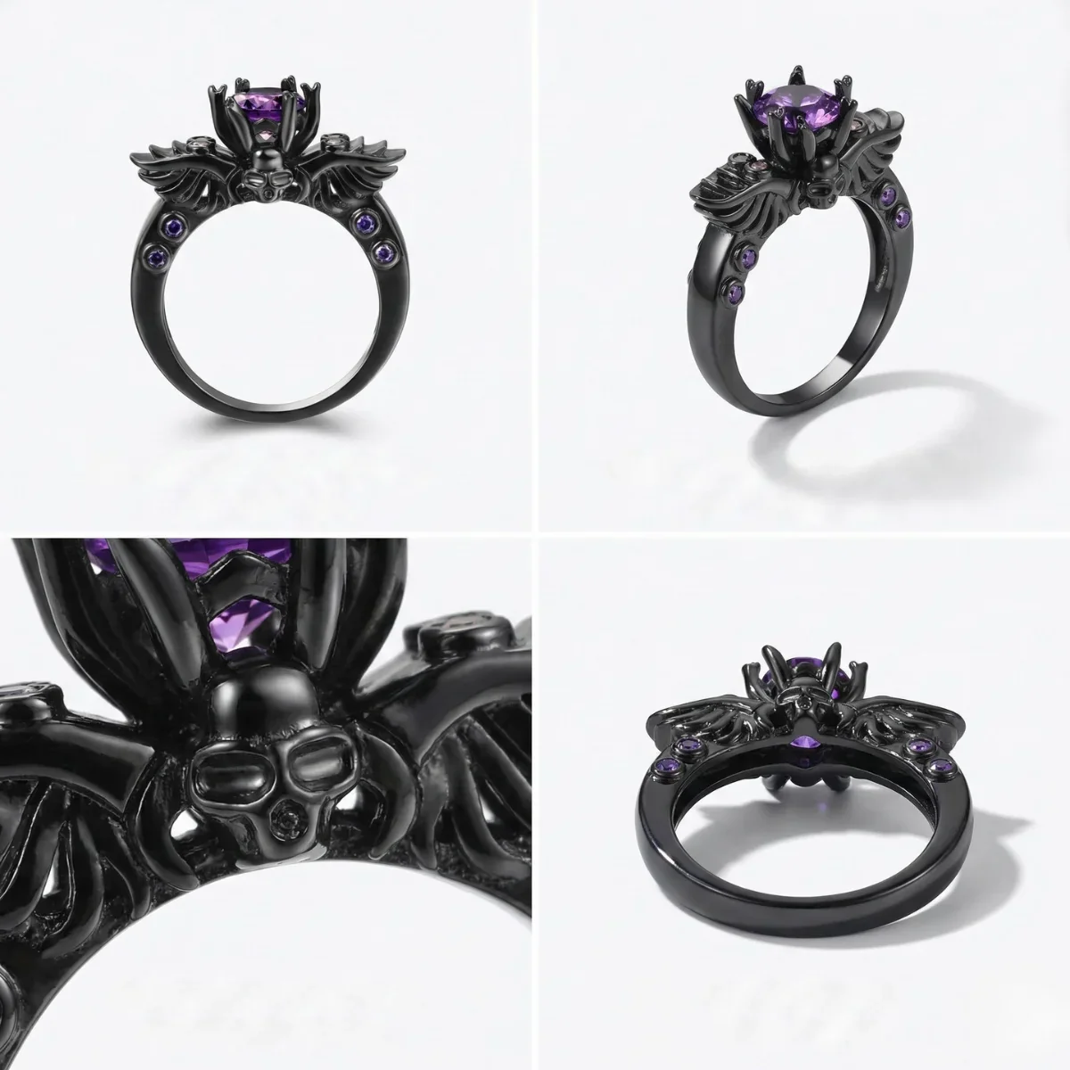 Black Skull Engagement Ring - Image 3