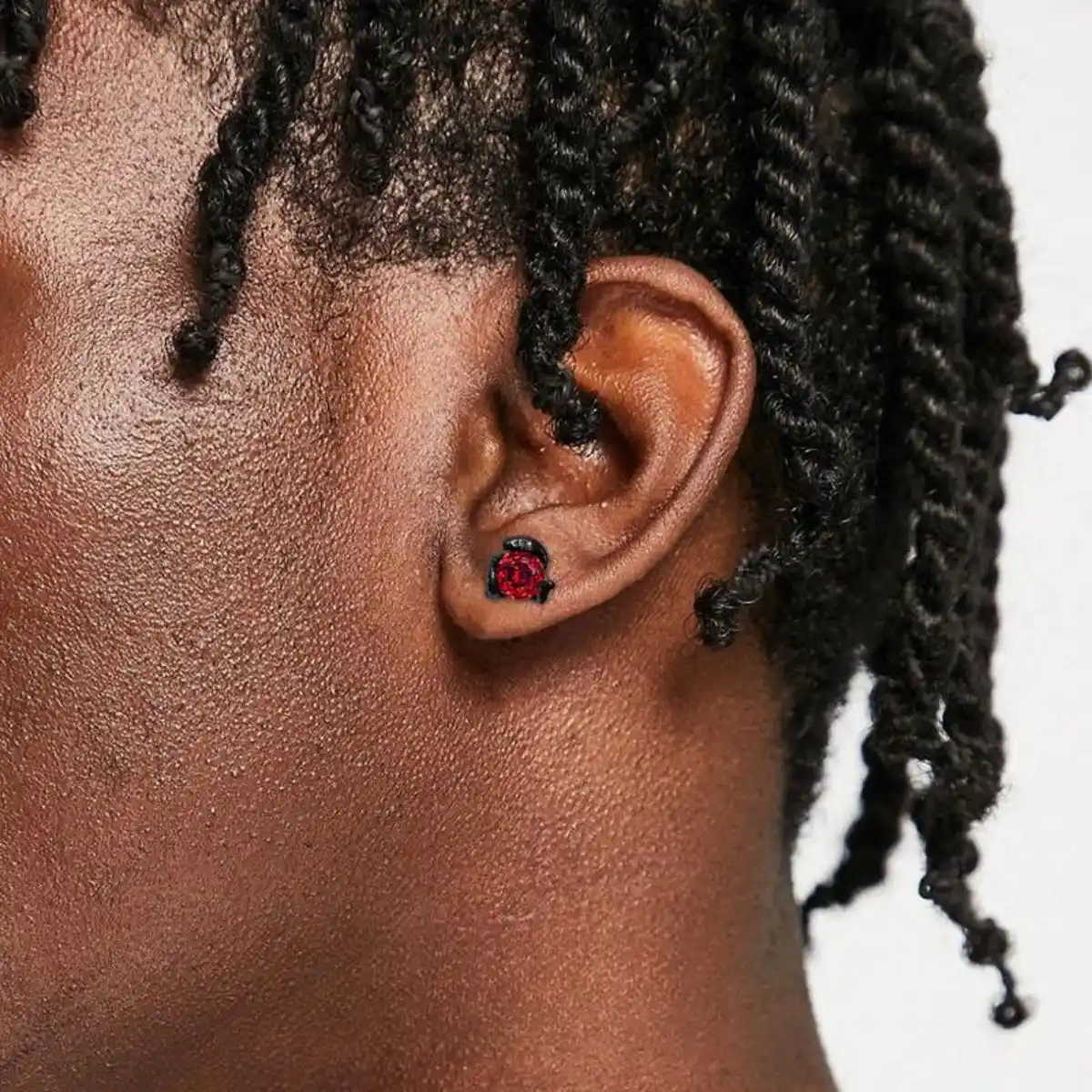 Black Snake Red CZ Barbell Stud - Image 3