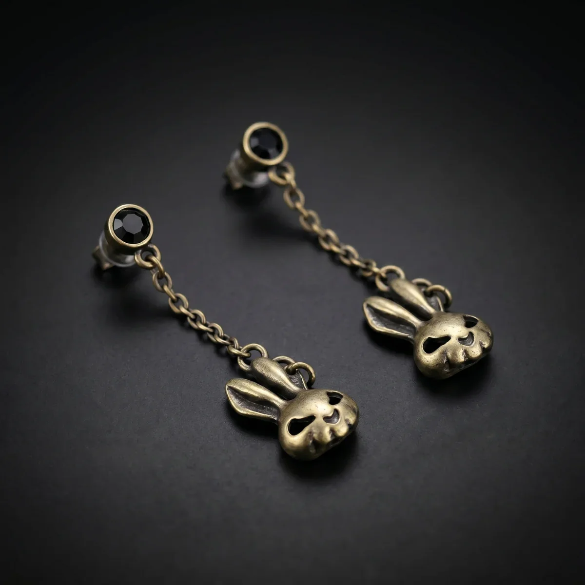 Bunny Skull Drop Earrings Sterling Silver