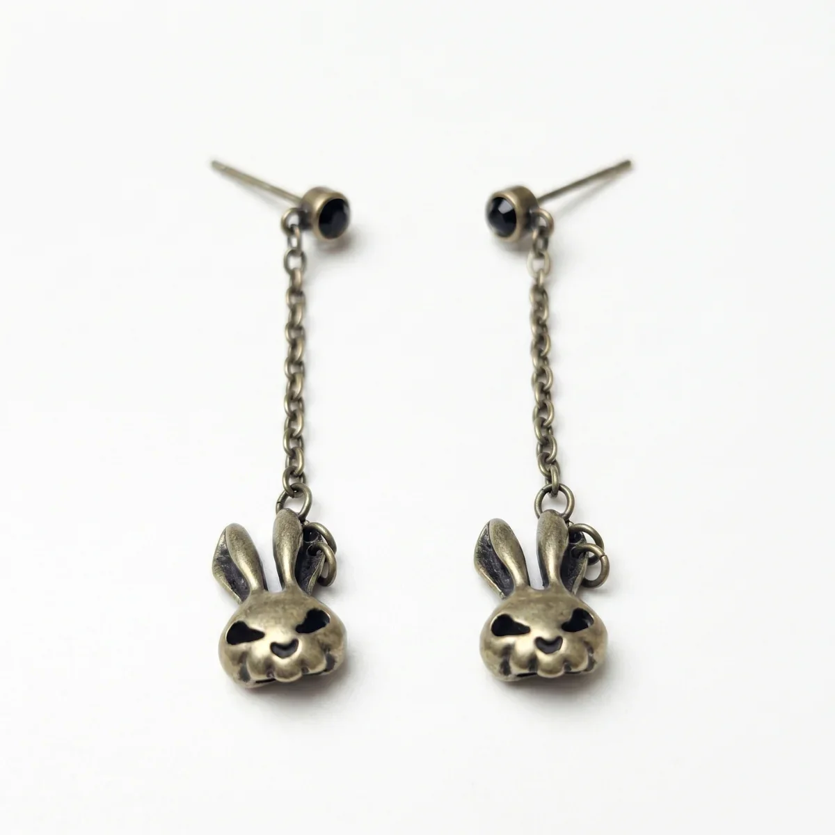Bunny Skull Drop Earrings Sterling Silver - Image 3
