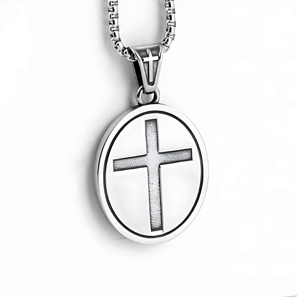 Classic Silver St. Christopher Chain Necklace - Image 3
