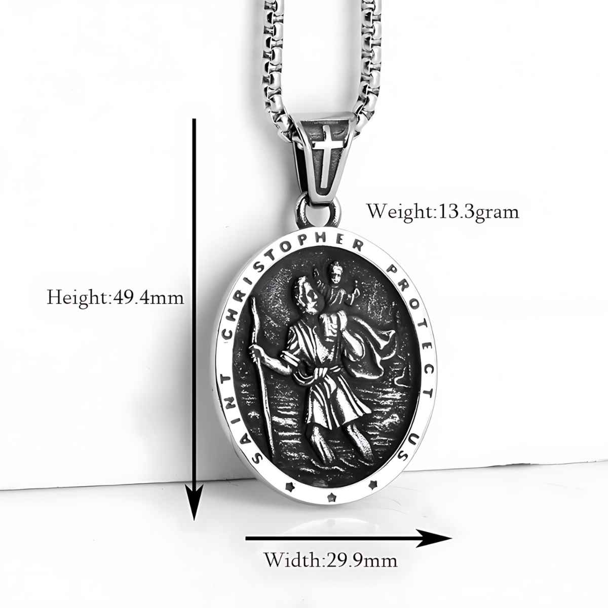 Classic Silver St. Christopher Chain Necklace - Image 4