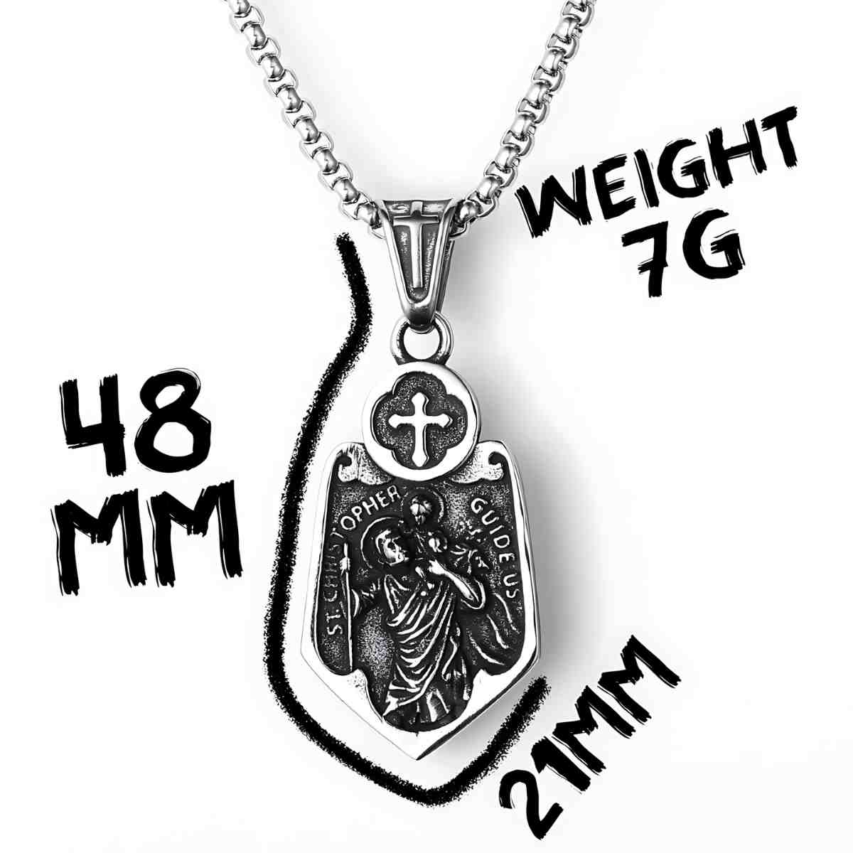 Cross Saint Christopher Pendant Necklace - Image 7