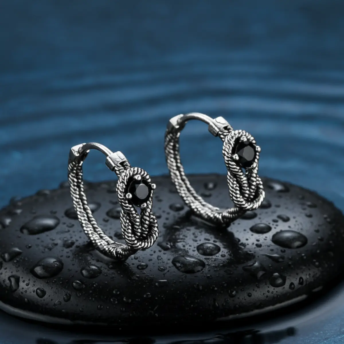 CZ Snake Skin Hoop Earrings - Image 3
