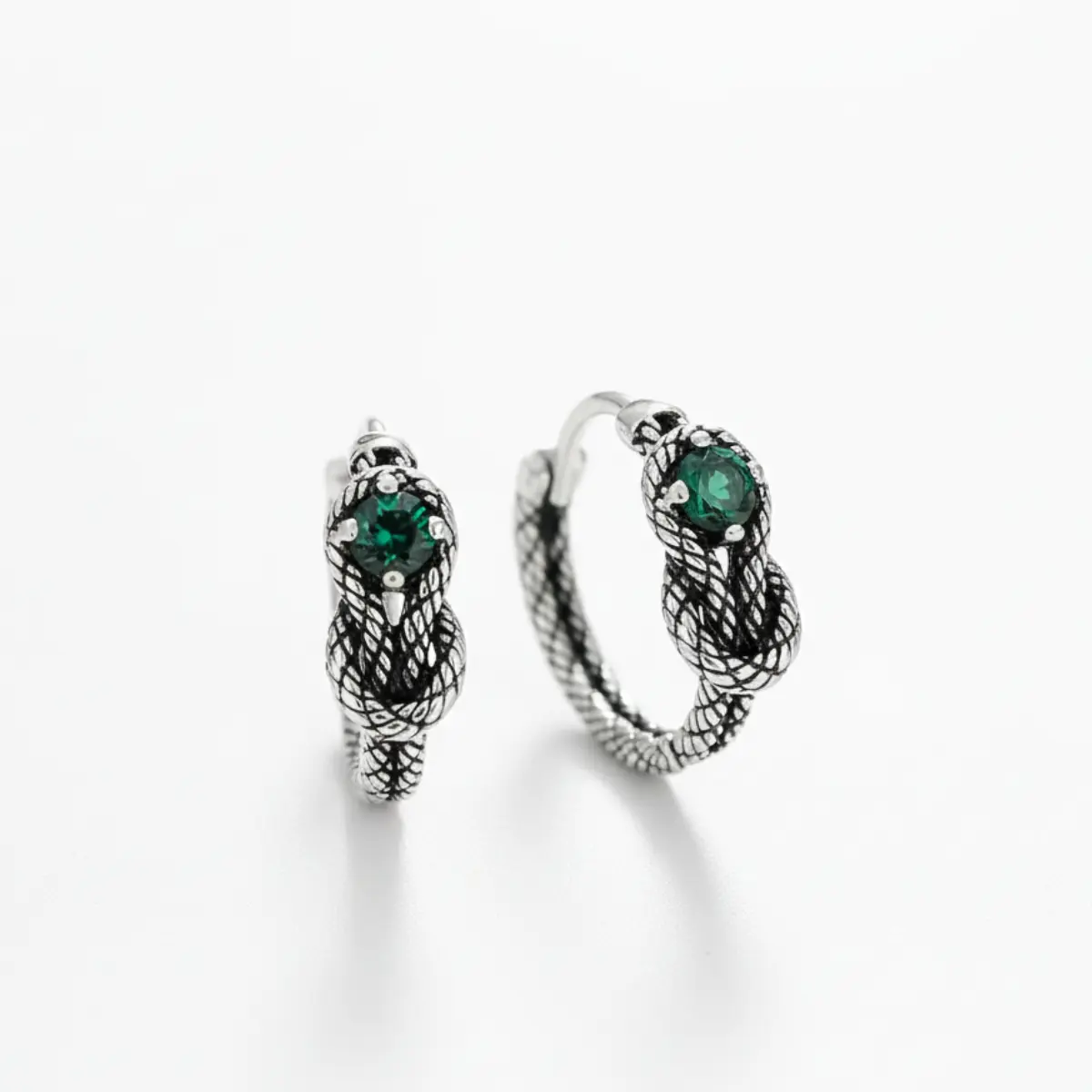 CZ Snake Skin Hoop Earrings - Image 4