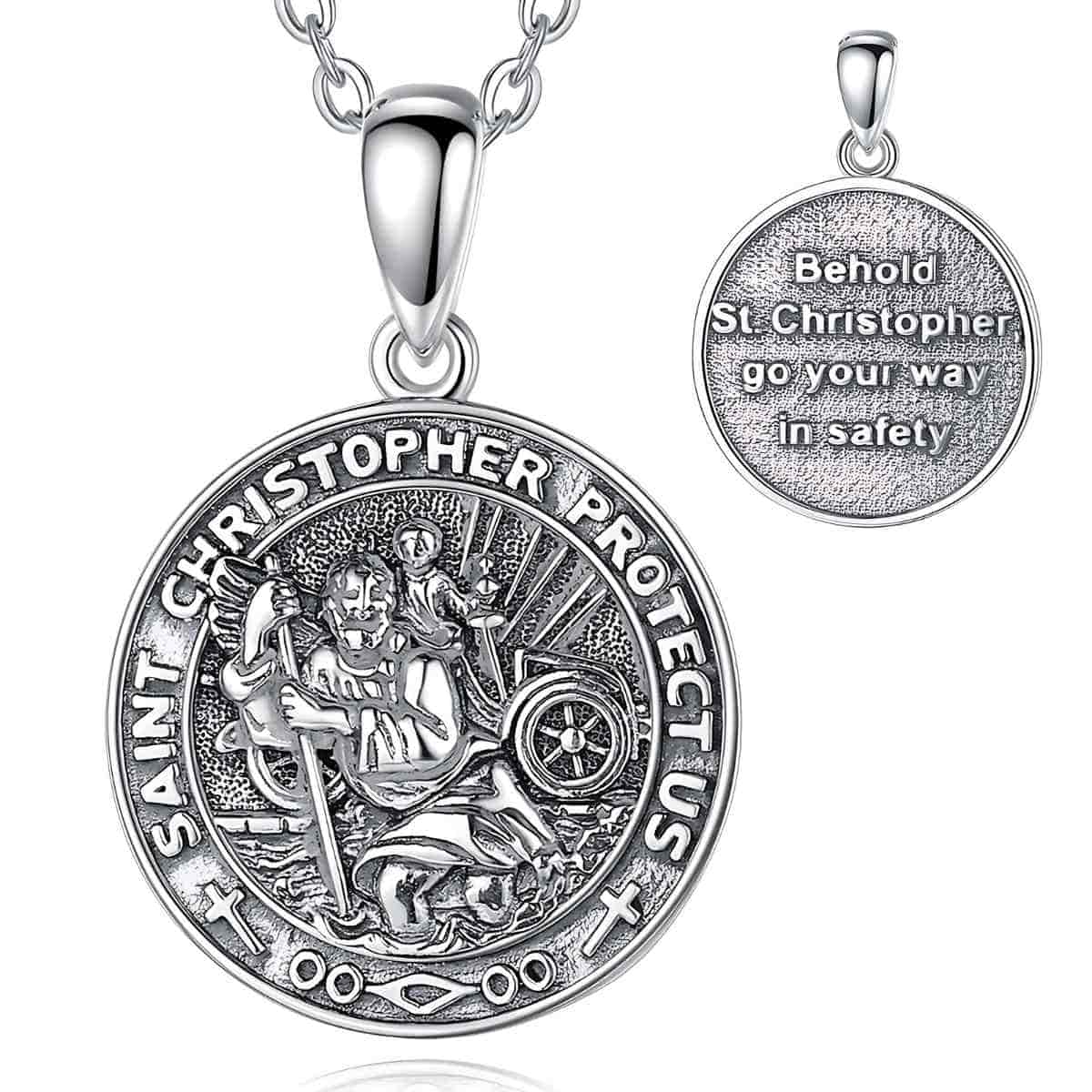 Detailed St. Christopher Medal Necklace - Image 4