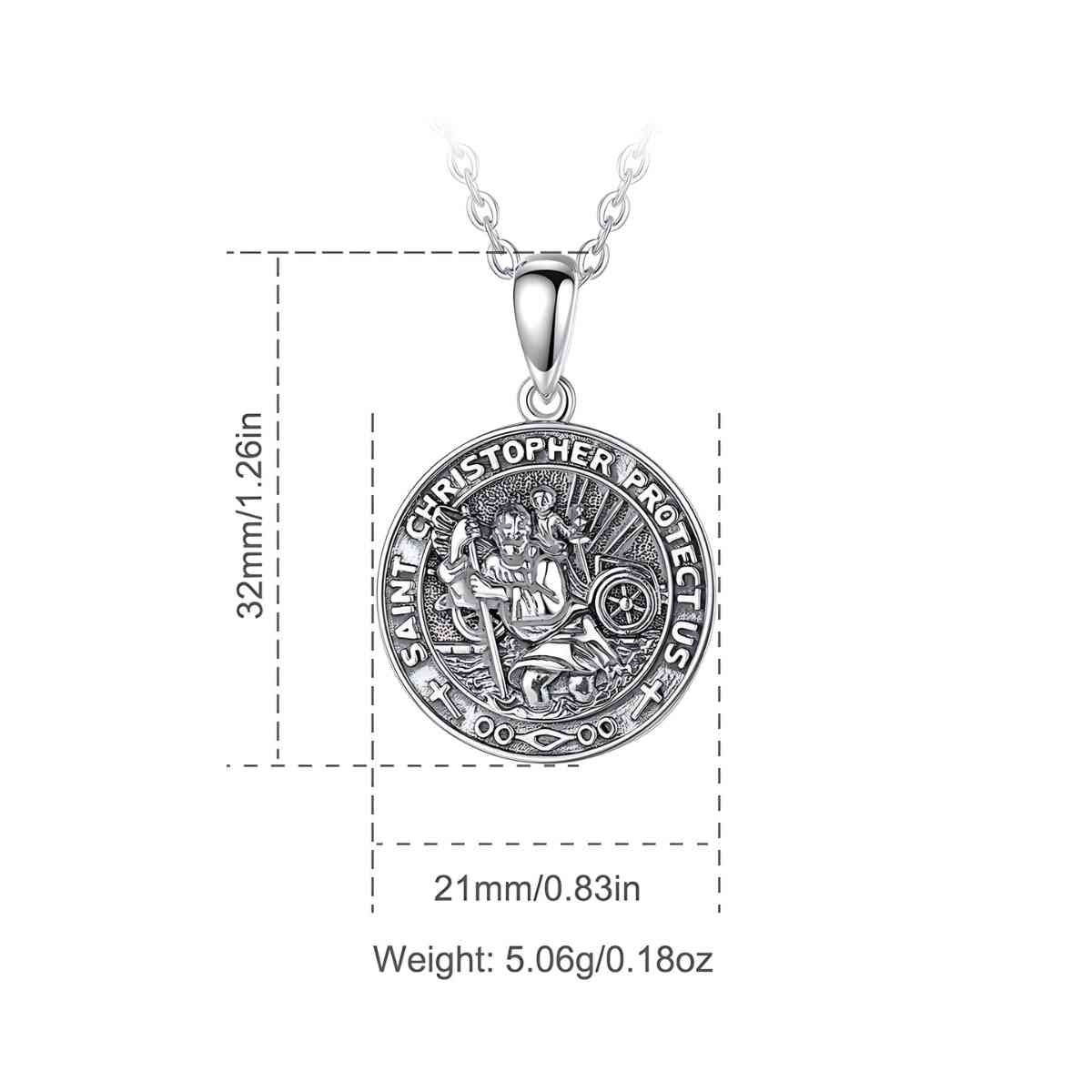 Detailed St. Christopher Medal Necklace - Image 7