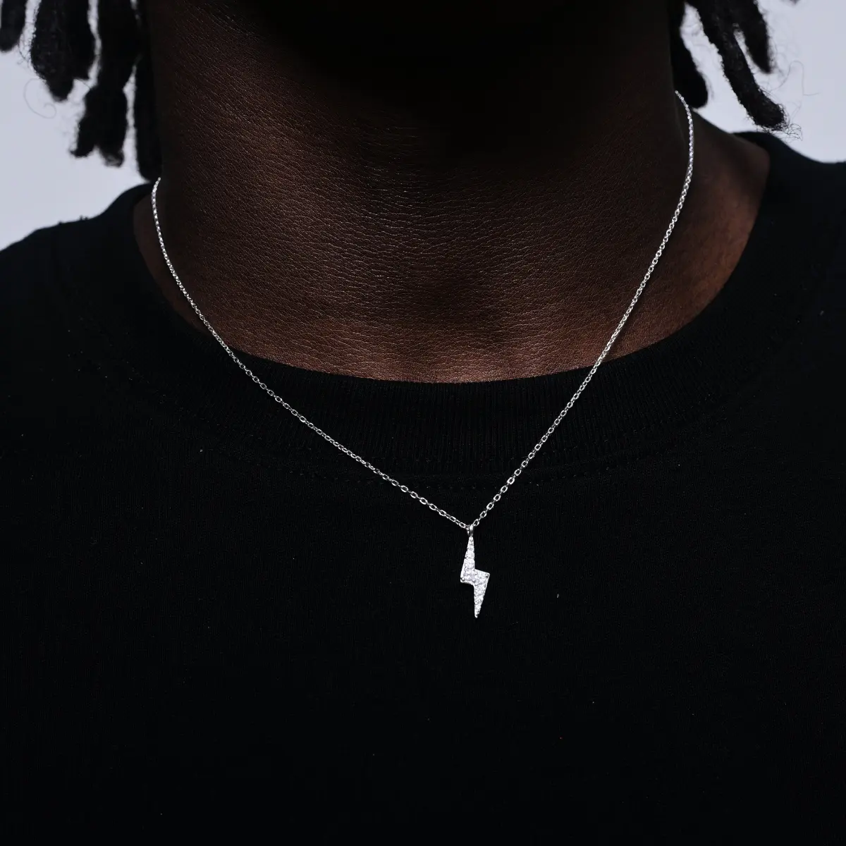 Diamond Lightning Bolt Necklace Sterling Silver - Image 2