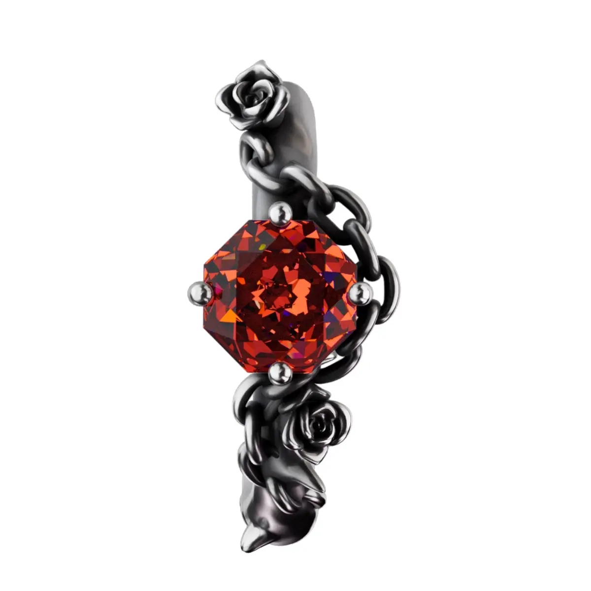 Diamond Rose Thorn Hoop Earrings - Image 6