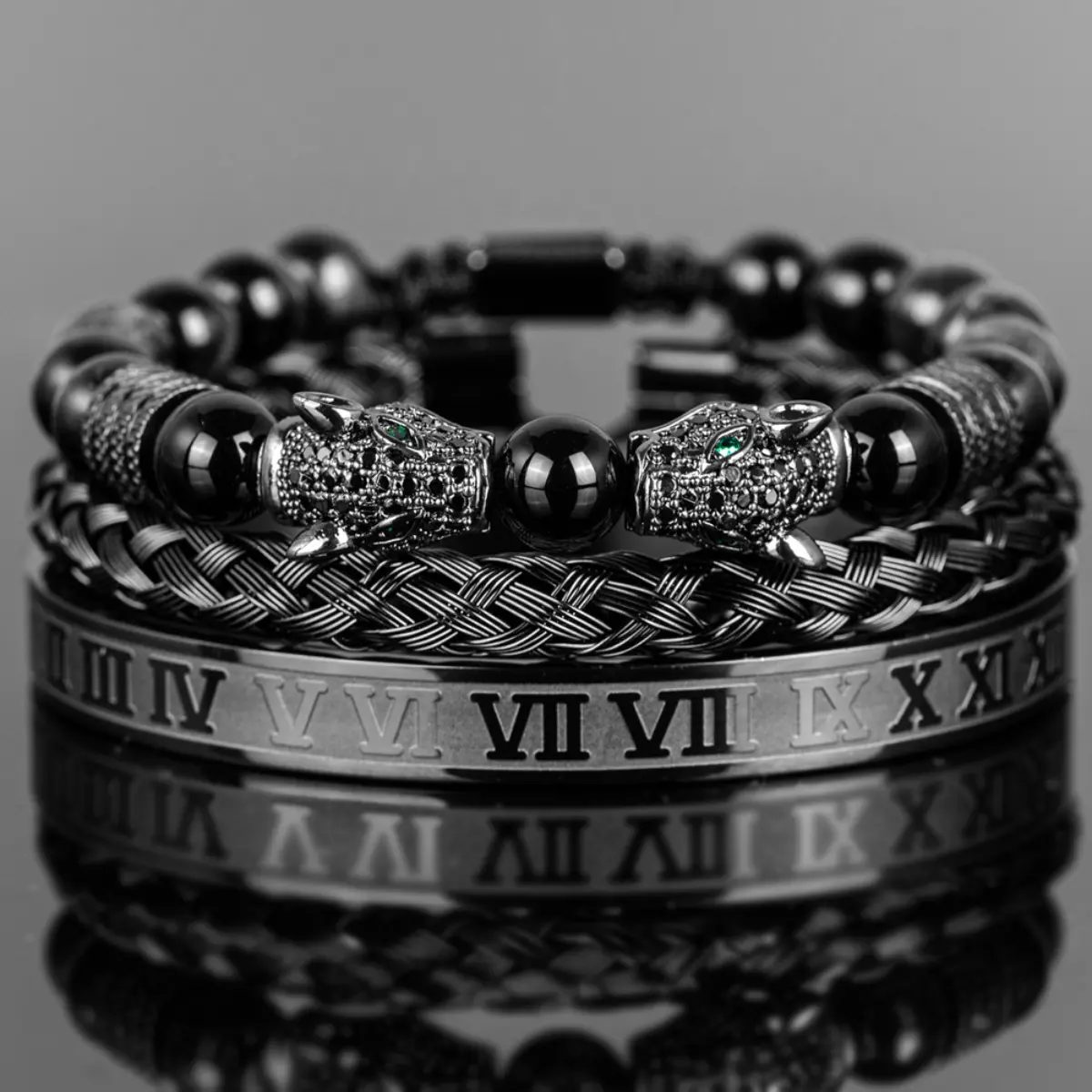 Double Leopard Men's Bracelet Set - Image 3