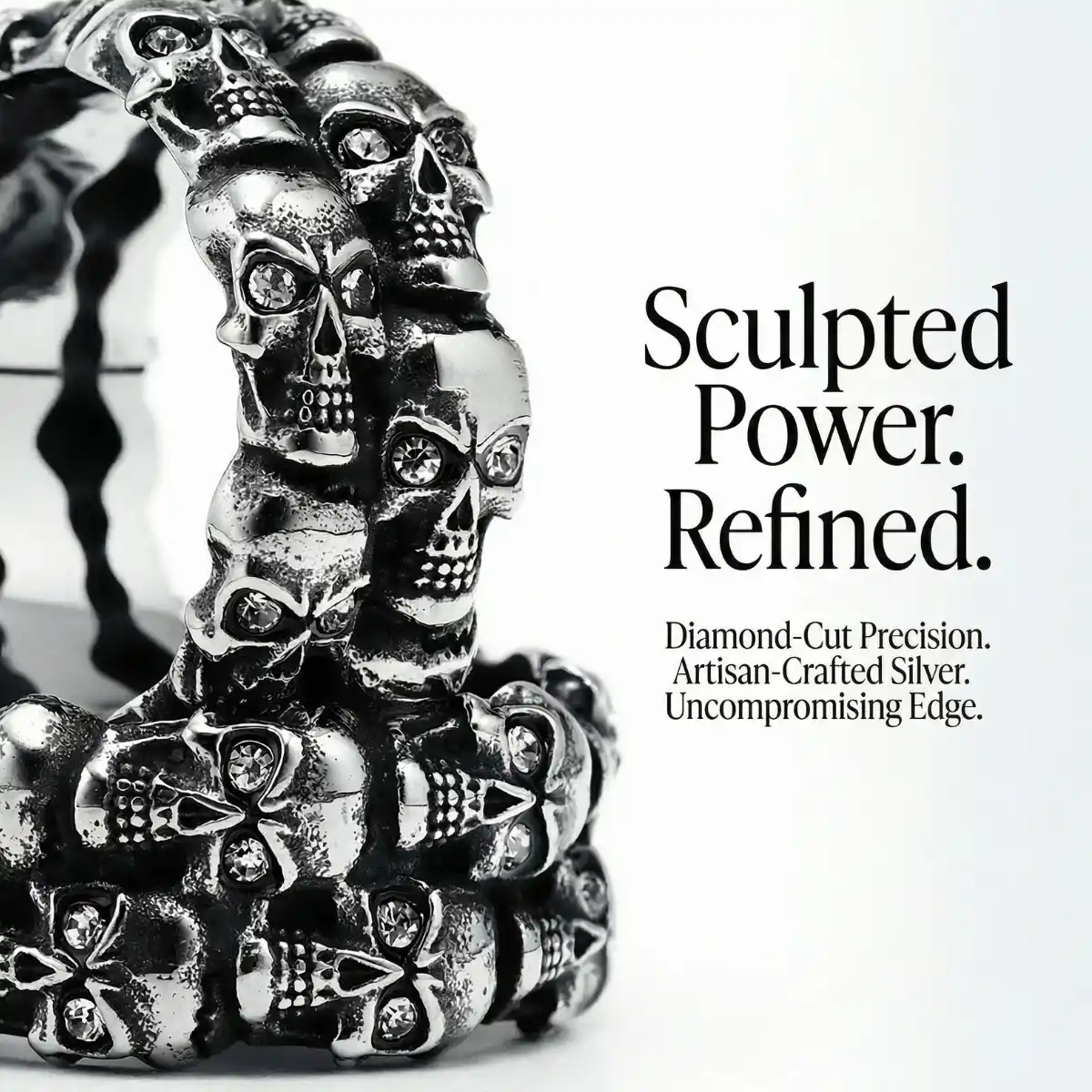 Double Row Skull Ring Stainless Steel - Image 3