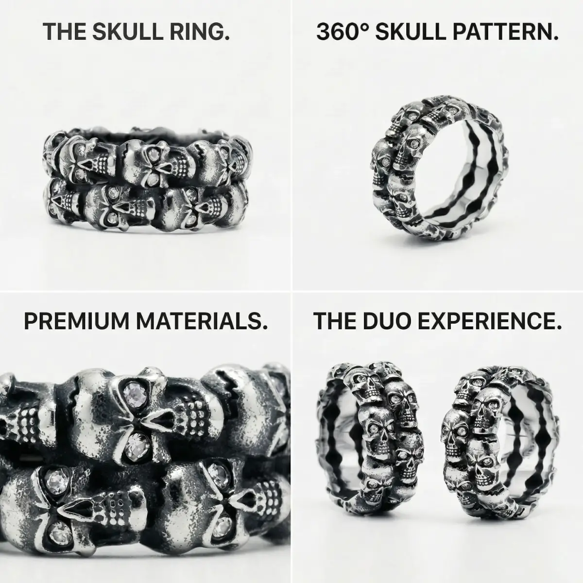 Double Row Skull Ring Stainless Steel - Image 5