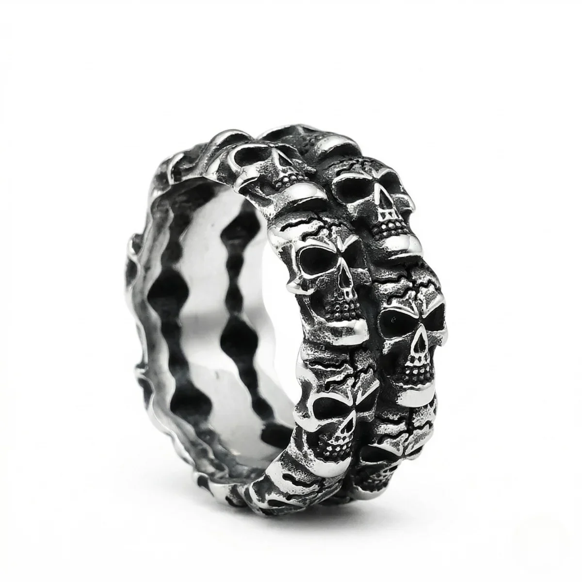 Double Row Skull Ring Stainless Steel - Image 6