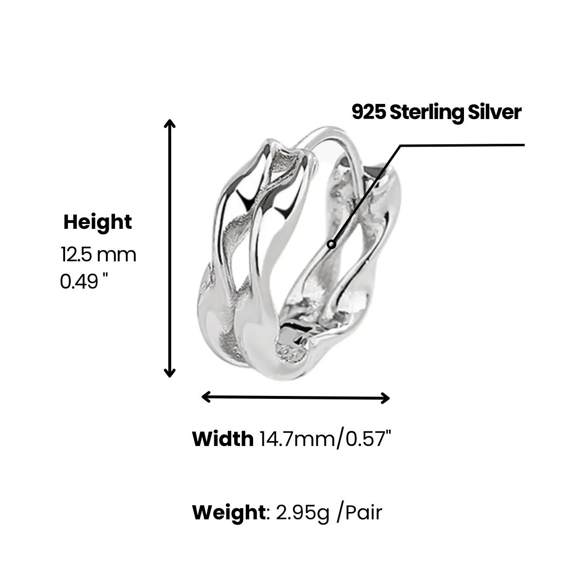 Double Twist Mobius Earrings Sterling Silver - Image 5