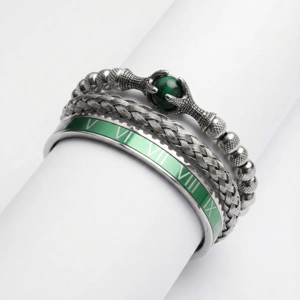 Dragon Claw & Roman Numeral Bracelet Set - Image 10