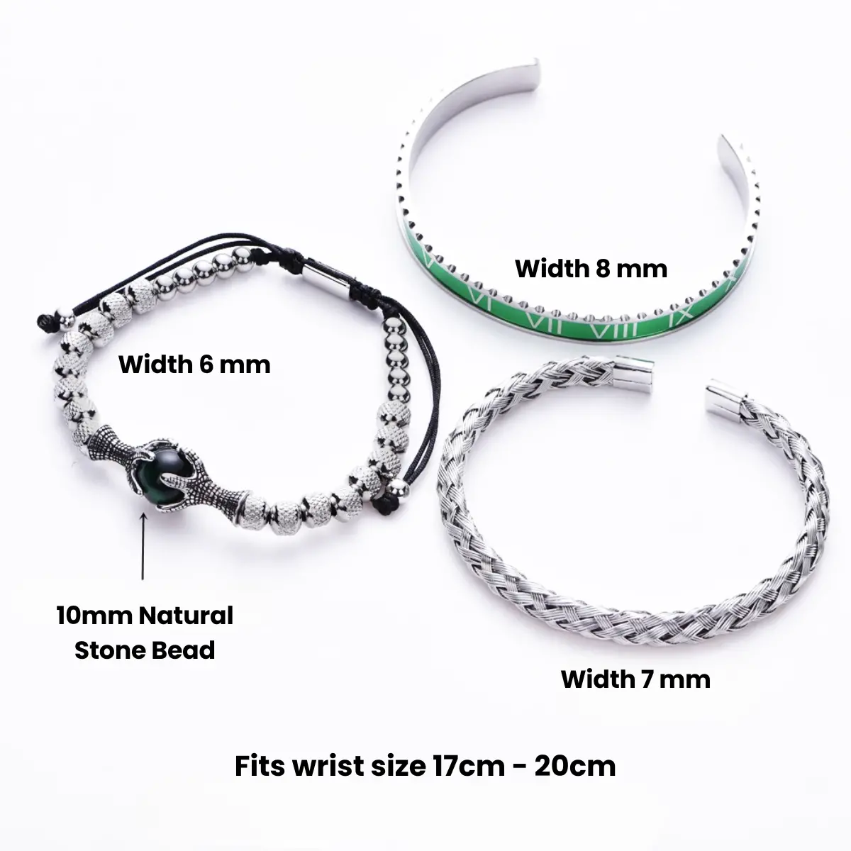 Dragon Claw & Roman Numeral Bracelet Set - Image 11