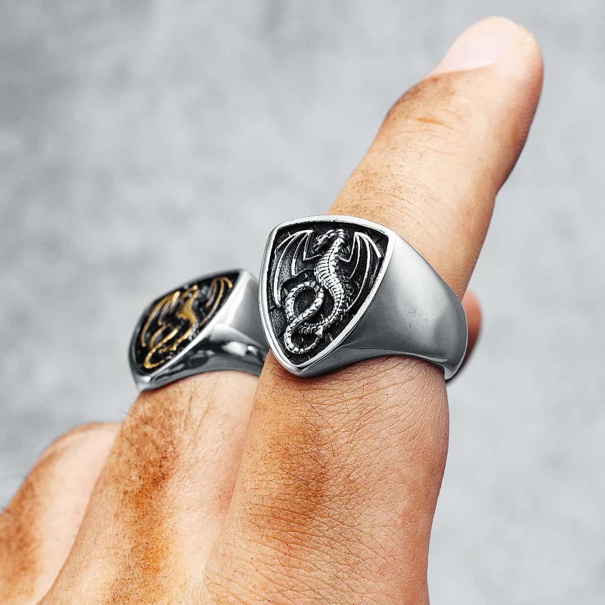 Celtic Dragon Signet Ring - Image 3