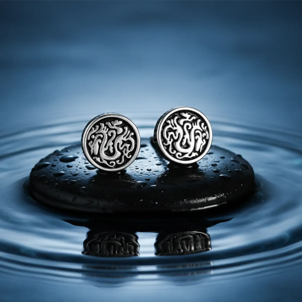 Dragon Stud Earrings Sterling Silver