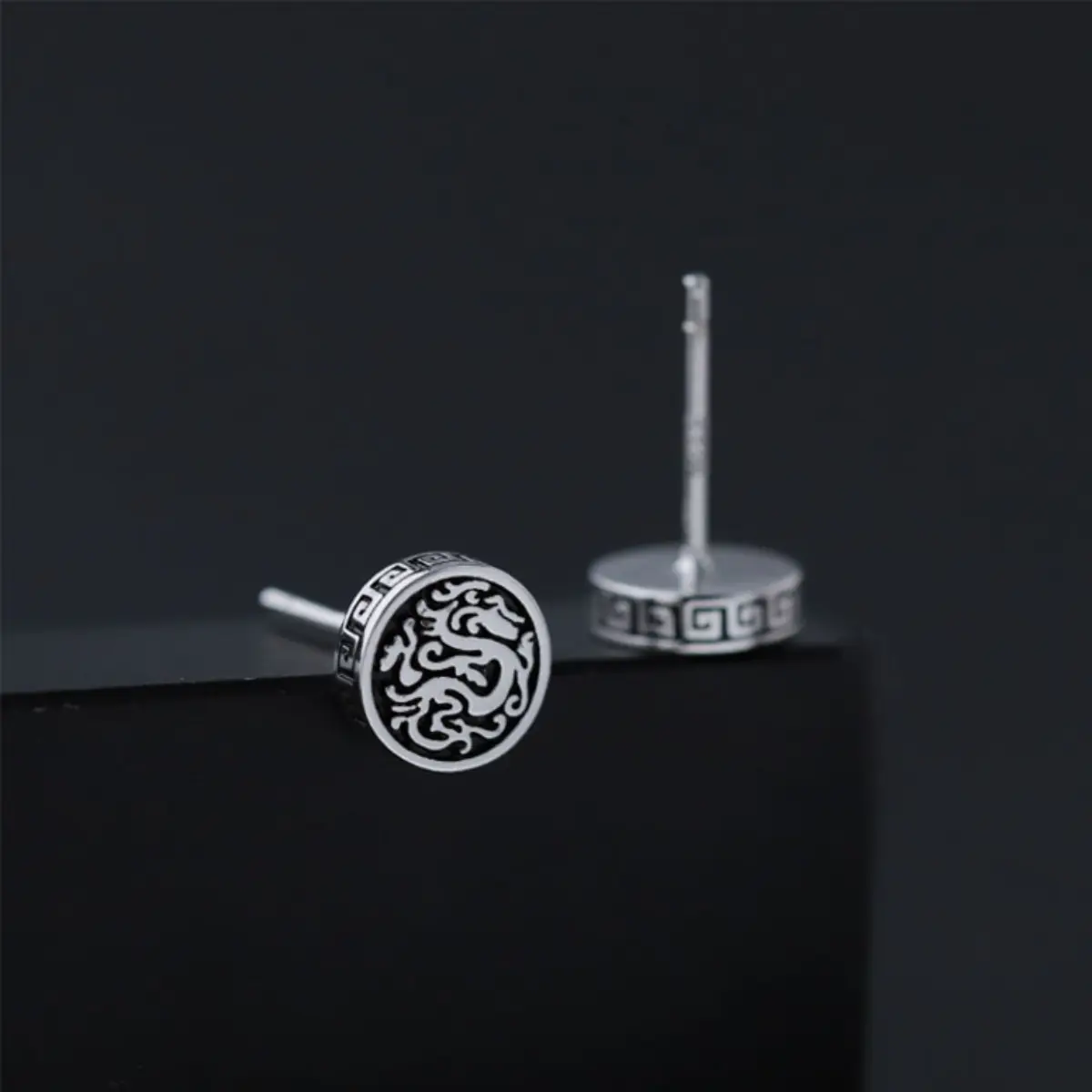 Dragon Stud Earrings Sterling Silver - Image 5