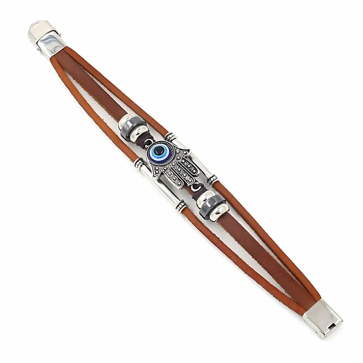 Turkish Evil Eye Leather Strap Bracelet - Image 2