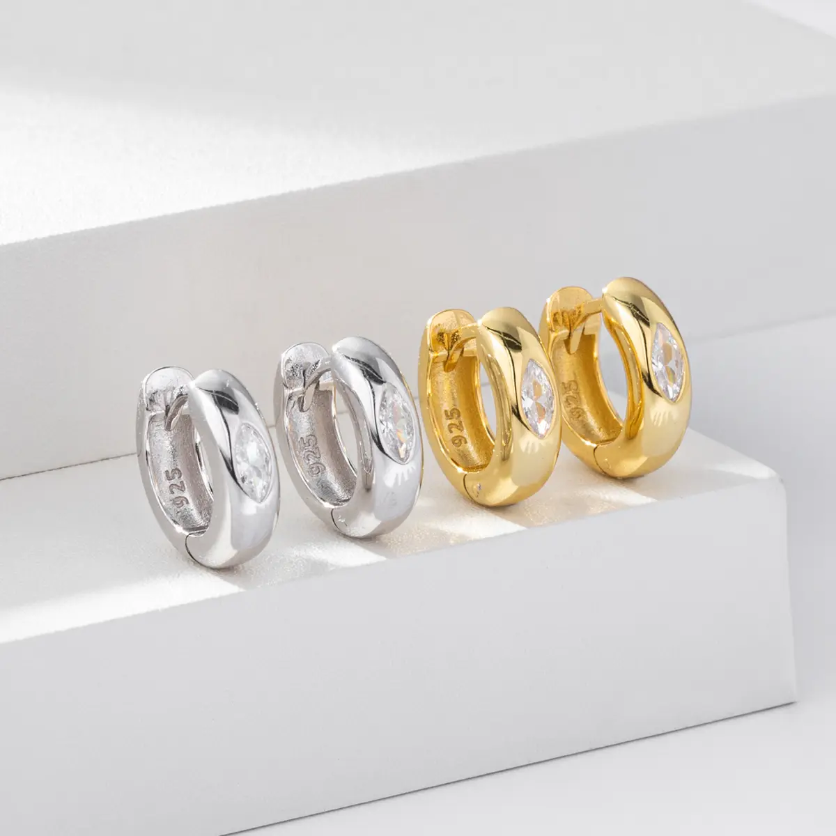 Eye of Horus Huggie Hoop Earrings 4mm - Image 5