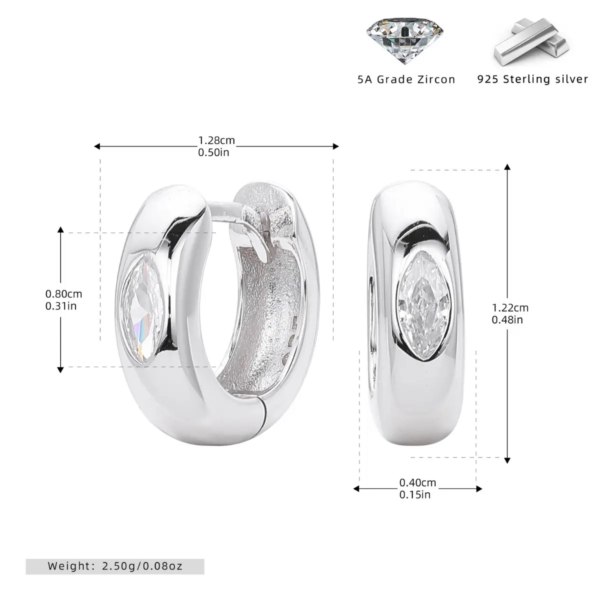 Eye of Horus Huggie Hoop Earrings 4mm - Image 7