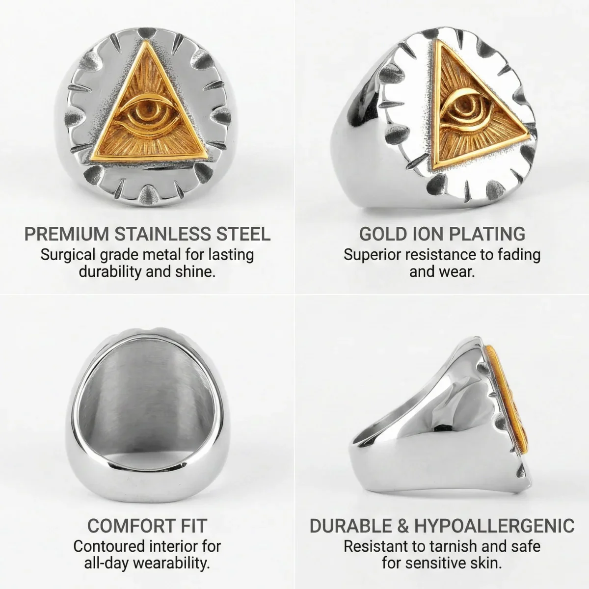 Eye of Providence Pyramid Ring - Image 4
