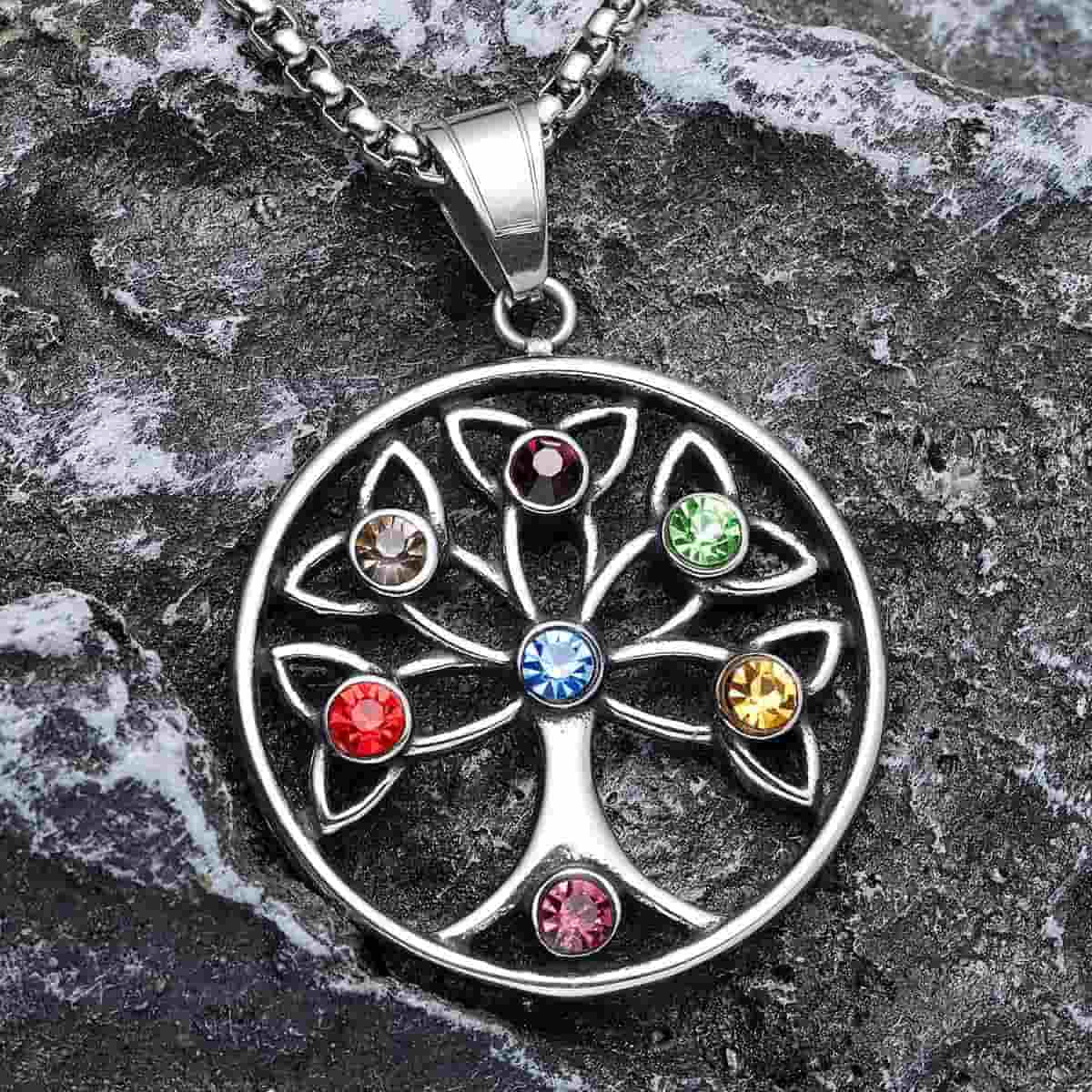 Family Tree Birthstone Necklace with Celtic Knots - Image 5