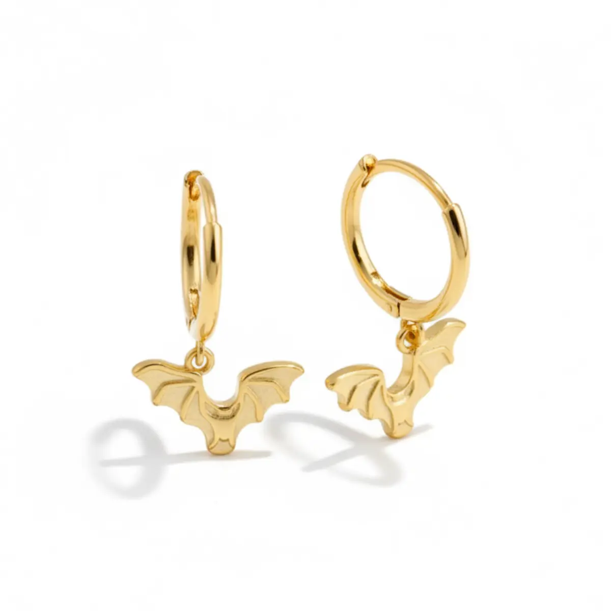 Gold Bat Wing Earrings Sterling Silver - Image 3