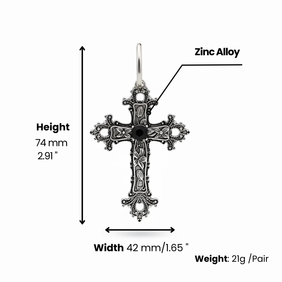 Goth Cross Dangle Earrings - Image 4