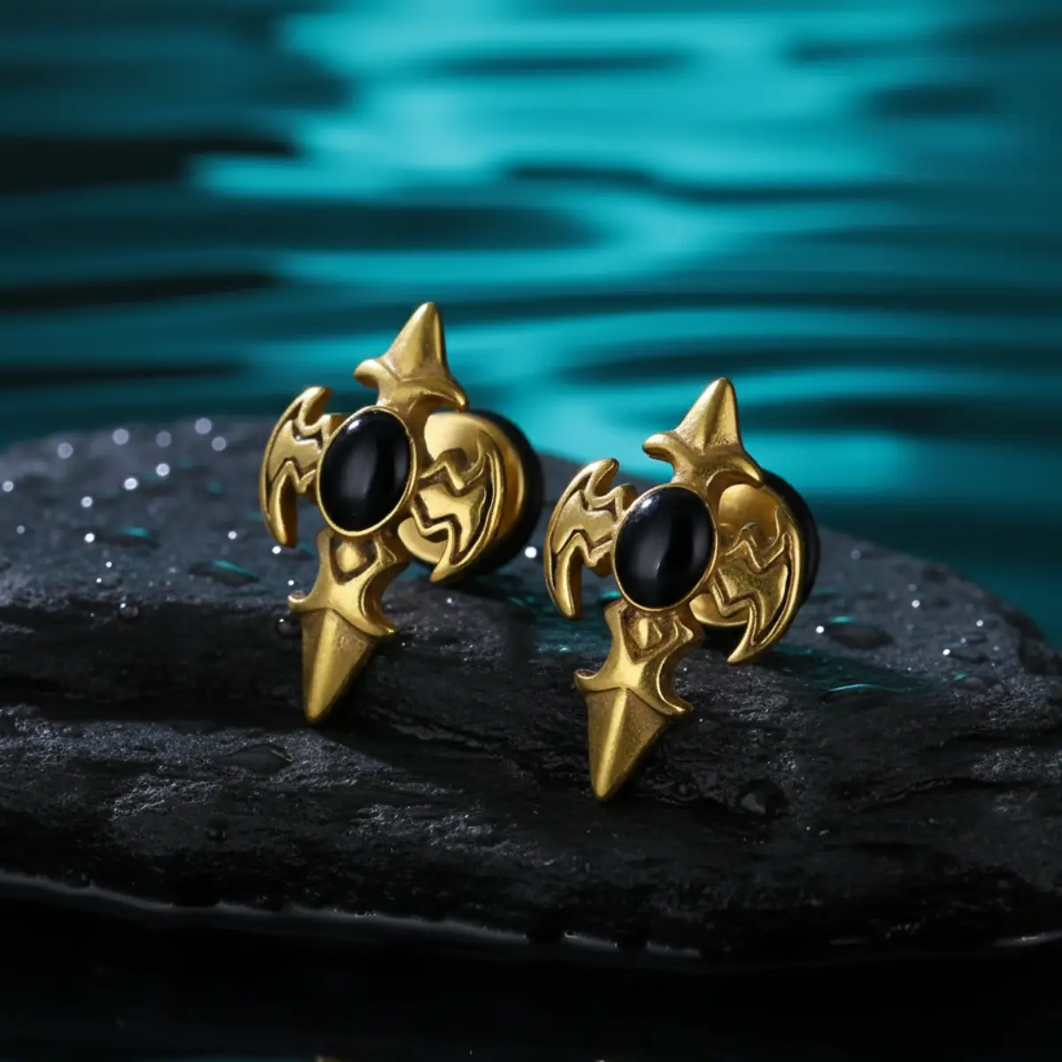 Gothic Fleur Cross Stud Earrings - Image 4