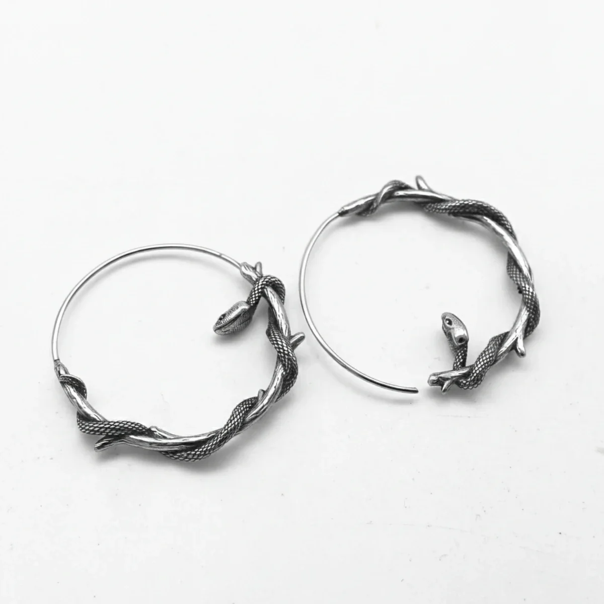 Gothic Snake Hoop Earrings - Image 3