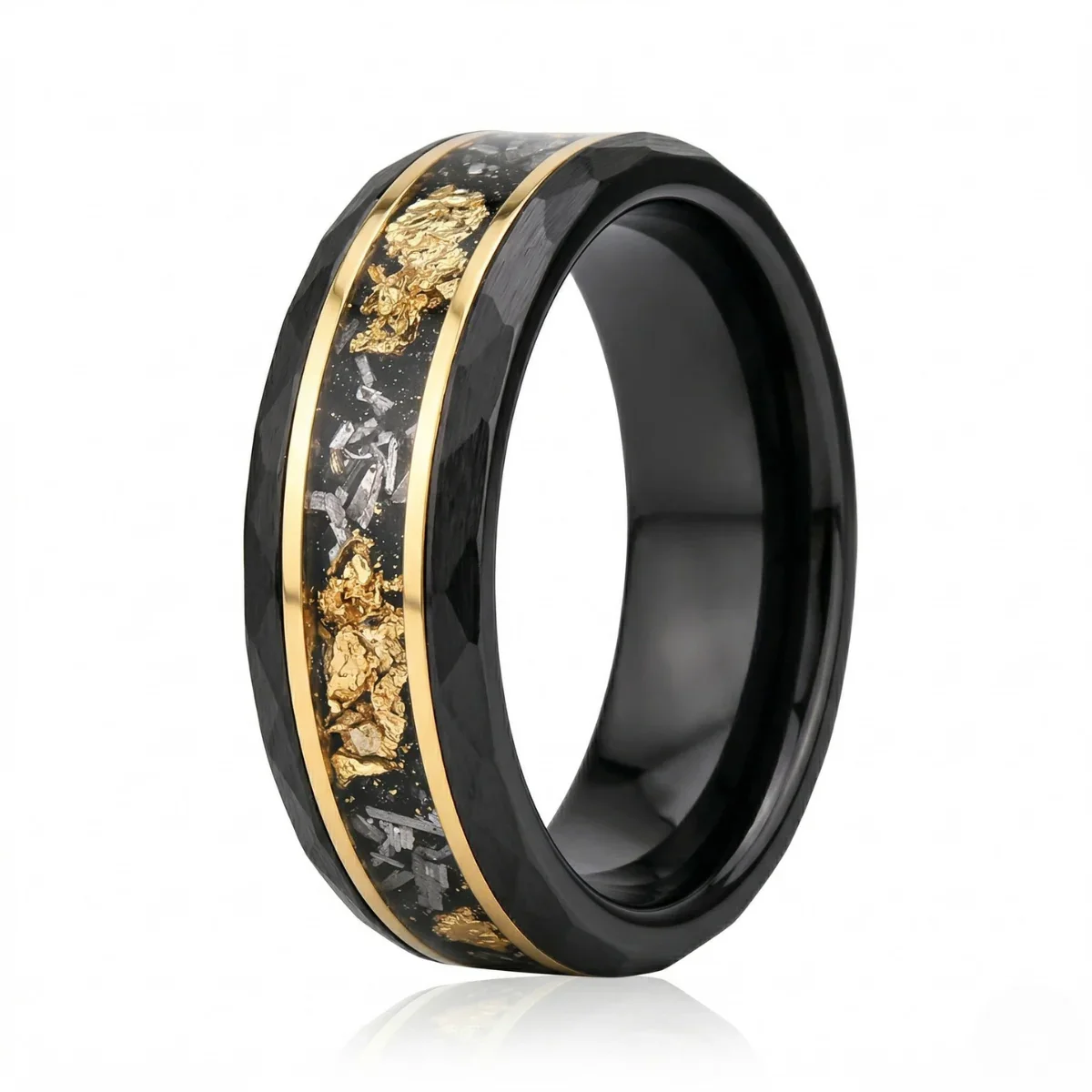 Hammered Gold Flake Tungsten Band - Image 6