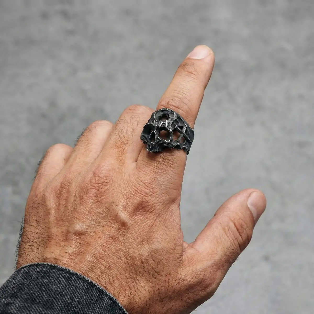 Hollow Cross Skull Ring - Image 2