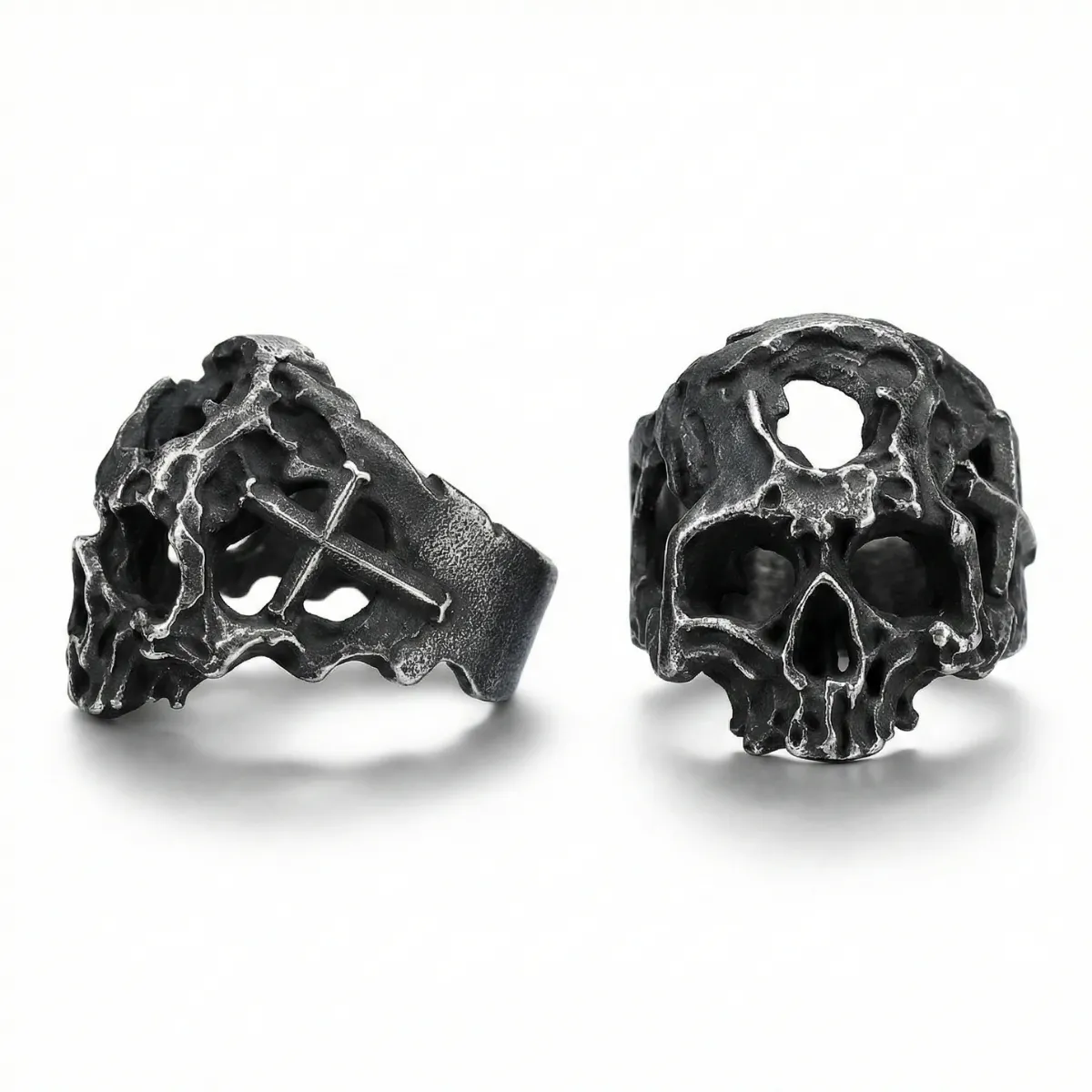 Hollow Cross Skull Ring - Image 5
