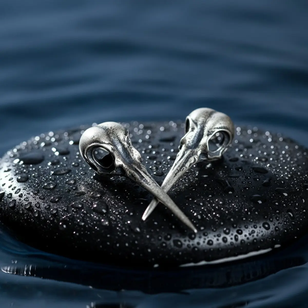 Hummingbird Skull Earrings