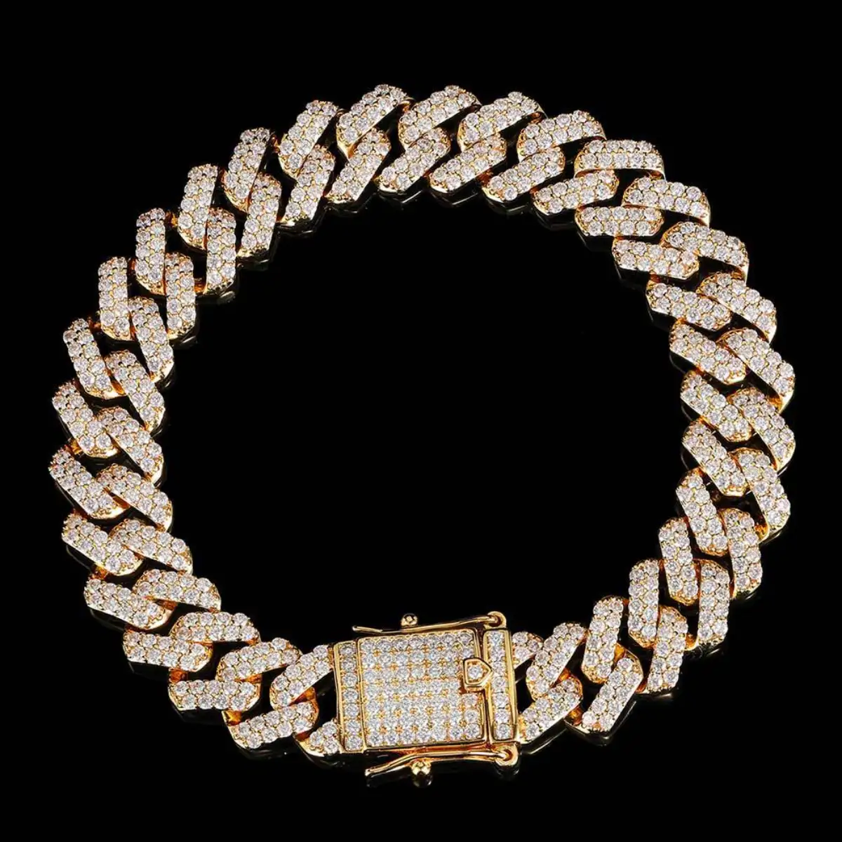 Iced Out Cuban Link Bracelet Gold 12mm