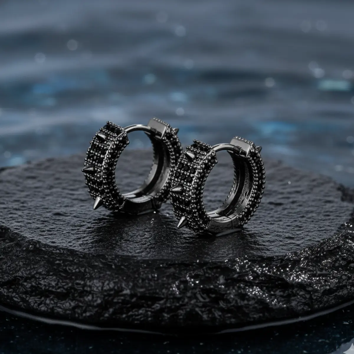 Iced Out Spikelet Hoop Earrings - Image 5